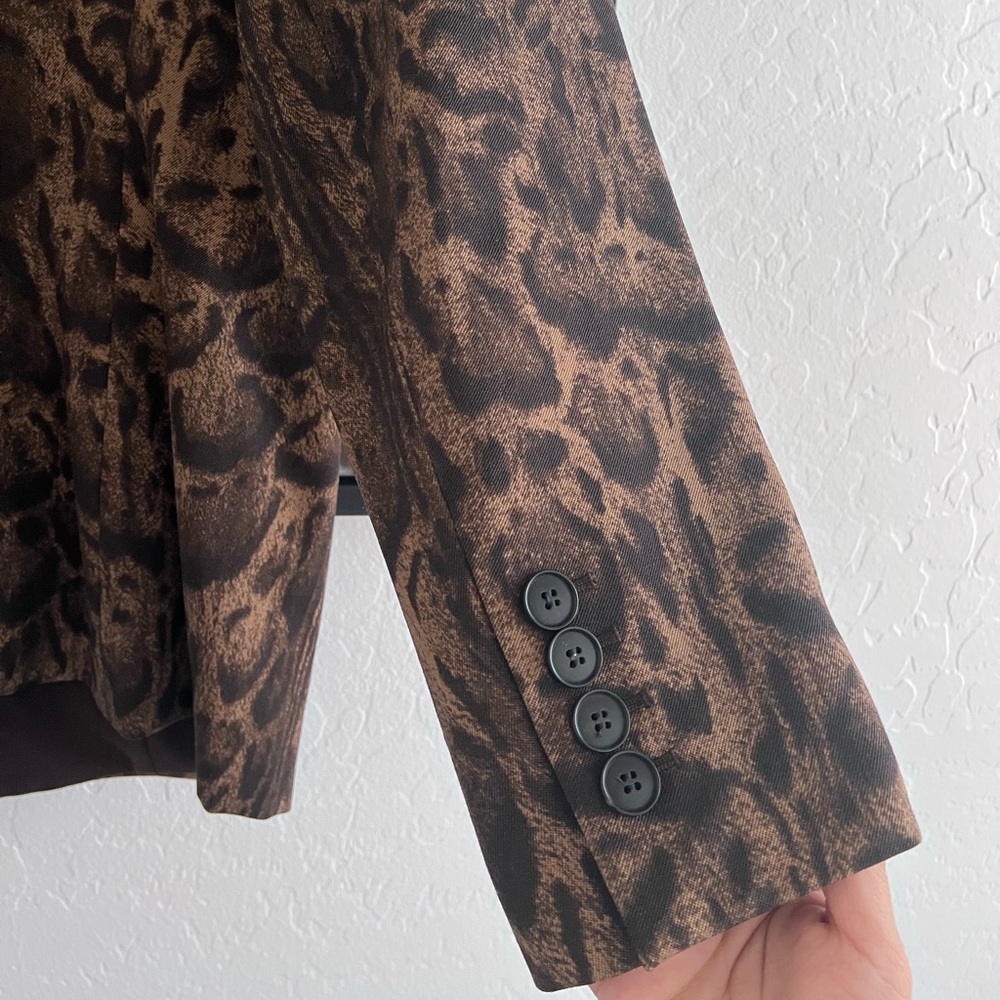 NWOT Lafayette 148 New York Wool Brown Animal Print Women's Blazer Size 16 - Picture 6 of 8
